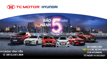 TC MOTOR NÂNG BẢO HÀNH 5 NĂM CHO CÁC MẪU XE DU LỊCH HYUNDAI